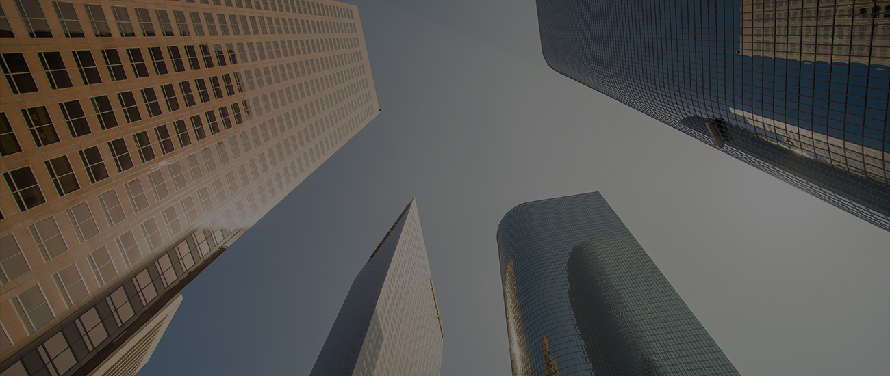 Photograph of Miami buildings seen from ground level.